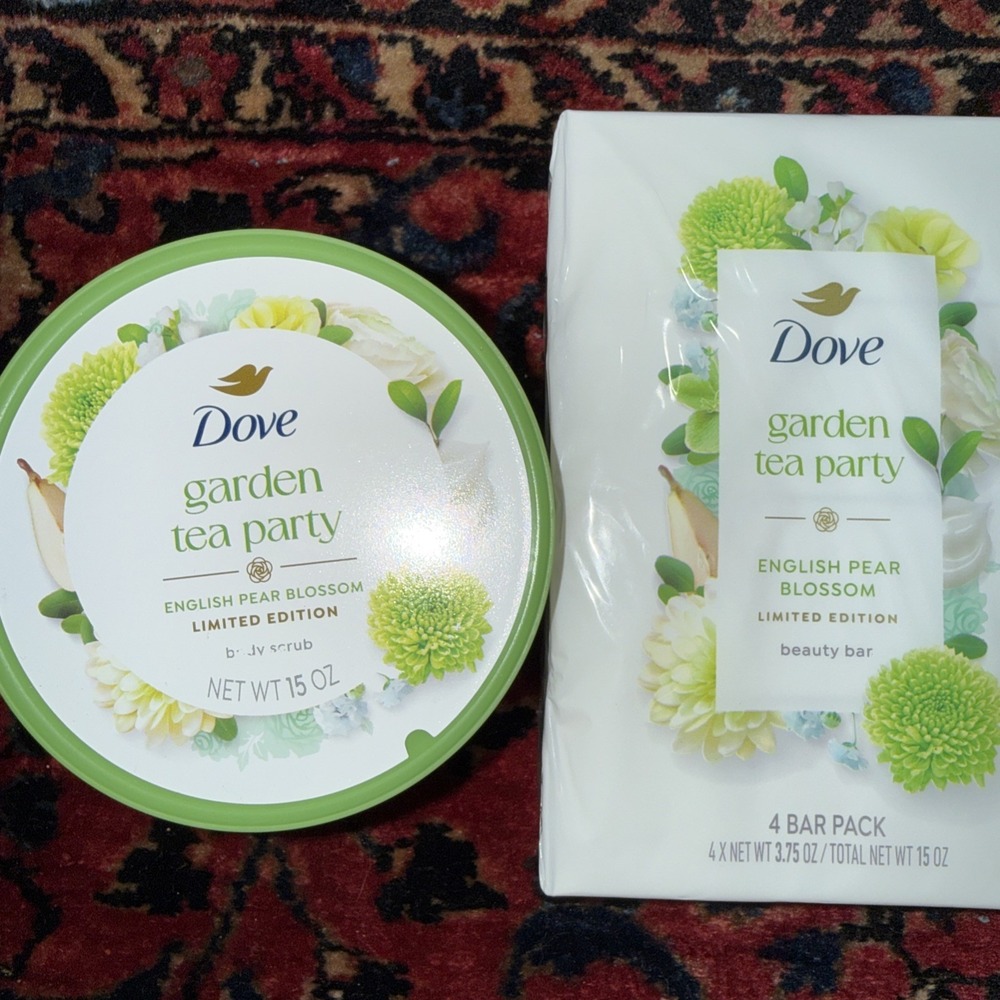 Dove Garden Tea Party English Pear Blossom Body Scrub And Soap Limited Edition